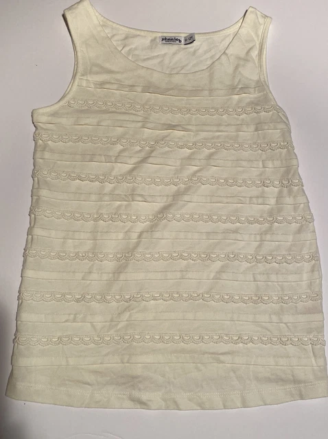 Mini Boden Johnnie B Girls Scallop Detail Shirt Tank Ivory 11-12 Years