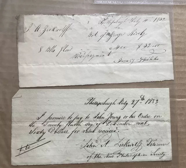 Lot of 6 Antique 19th Century (1830+) Hand Written And Signed Receipts 5