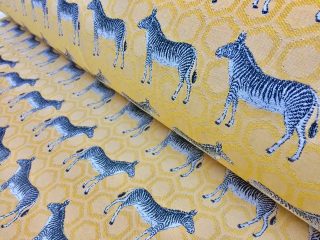 MUSTARD ZEBRA Jacquard Cotton Fabric Upholstery Material animal cloth 140cm wide