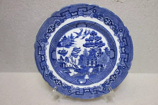 Vintage Allertons England Ruffled Edge 'Willow' Dinner Plate - Blue Willow