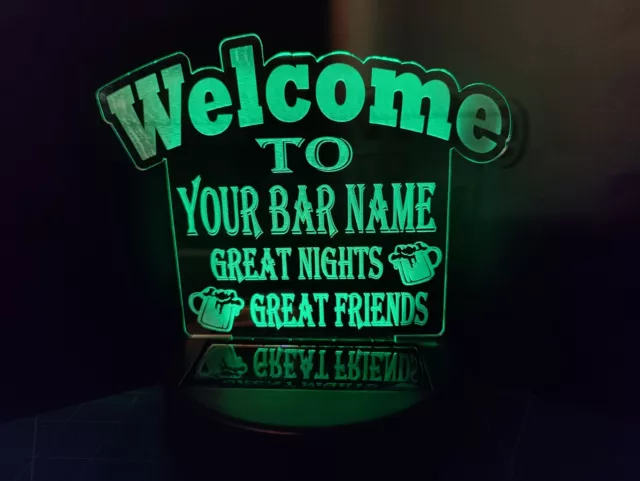 Bar Open Sign LED Solar light up mancave garden pub shed wall or free standing