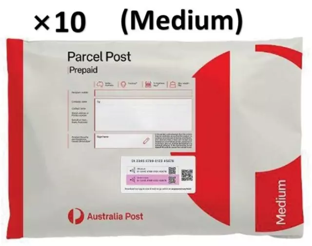 10x 5kg Medium PREPAID SATCHELS Australia Post NEW + FREE EXPRESS POST