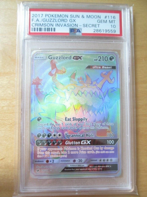 Pokemon PSA 10 GUZZLORD GX Full Art FA rainbow hyper RR Crimson Invasion SM 116