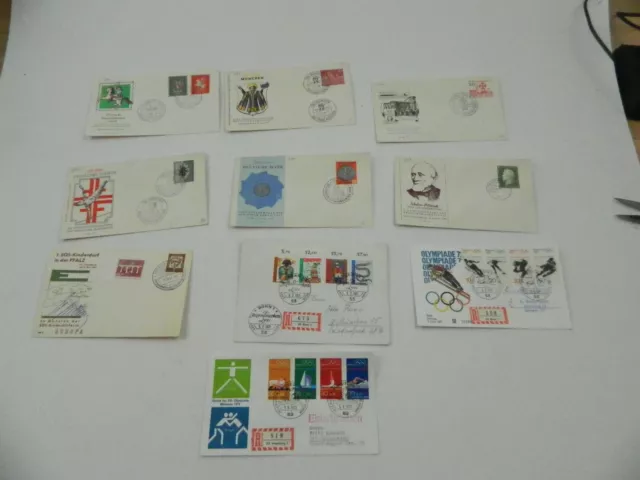 10 Briefmarken Lot FDC Bundespost BRD Frankiertes Briefe K-2500