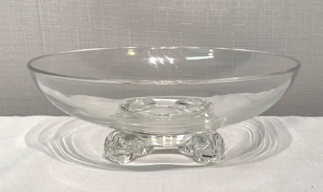 Vintage Steuben Scroll Footed Glass Crystal Bowl Dish Designed John Dreves 8"