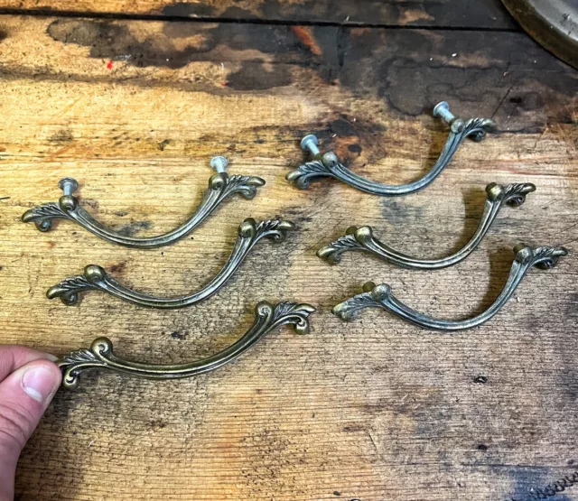 Vintage Jb Brass Drawer Pulls French Provincial Mid Century Antique Gold Lot (6)