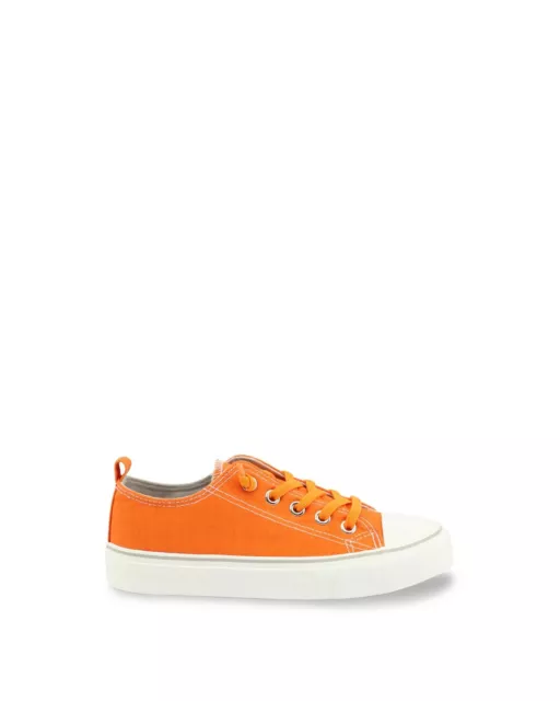 Shone Metal Eyelet Fabric Sneakers with Rubber Sole  - Orange