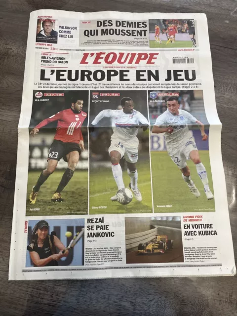 L'Equipe Journal 15/05/2010; Top 14/ Ligue 1/ Rezaï se paie Jankovic/ GP Monaco