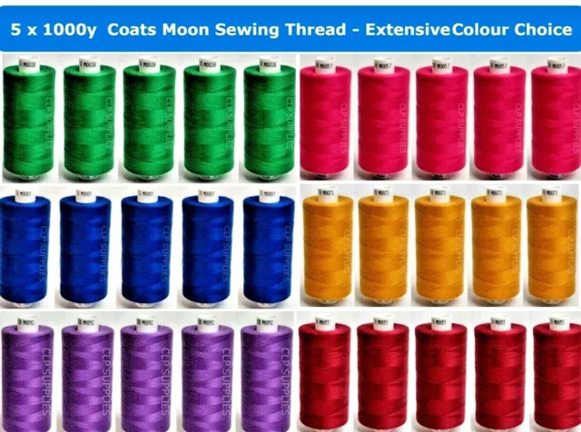 Coats Moon Thread Tkt120 Premier Polyester Sewing & Overlocking 5 X1000Y Reels