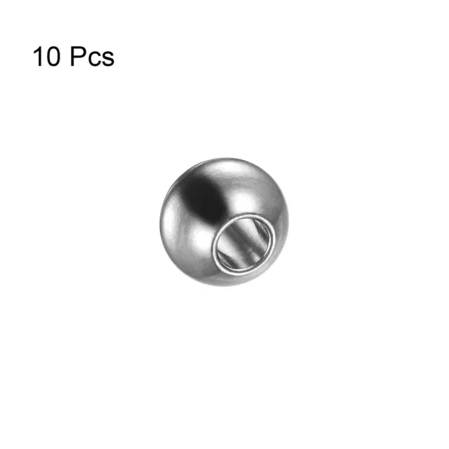 10pcs Perles 10mm Inox Acier 4mm Trou Dia Perle pour, Argenté 3