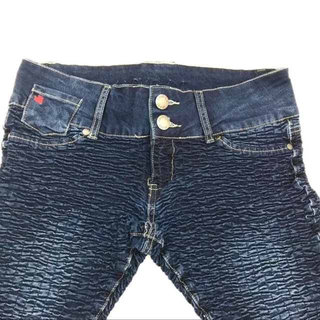 Y2K Jeans Shirred Unique Stretch Smocked Denim Blue Love LA Juniors‎ Size 9