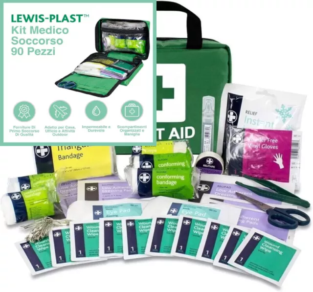 Lewis-Plast Kit di Primo Soccorso Premium da 90 Pezzi Include 90 unità
