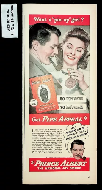 1944 Prince Albert National Joy Smoke Pipe Appeal Pin-Up Vintage Print Ad 38630