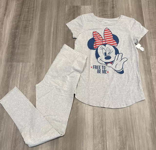 Disney Minnie Mouse Shirt XL Cat & Jack Gray Leggings Outfit Set NWT