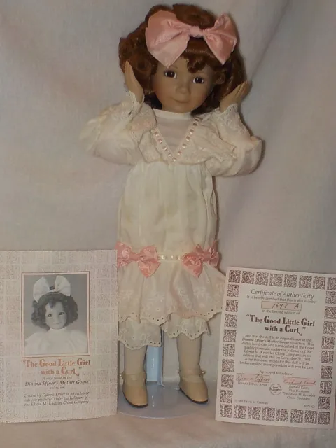 14" "The Good Little Girl With A Curl"  Porcelain Doll By Artist Dianna Effner