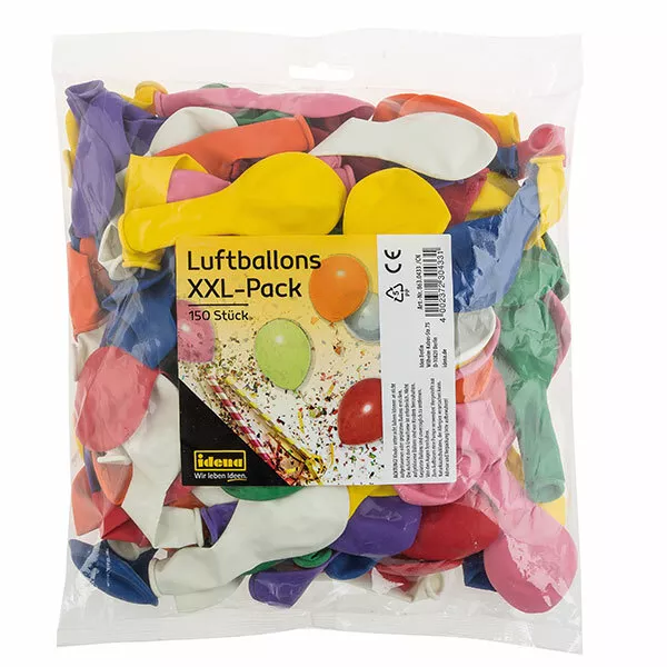 Idena Luftballons XXL-Pack, 150 Stück, 275 g, bunt, im Beutel 8630433 Partydeko