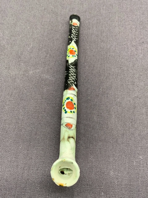 ASIATISCHE KUPFER PFEIFE HANDBEMALT LÄNGE 11cm