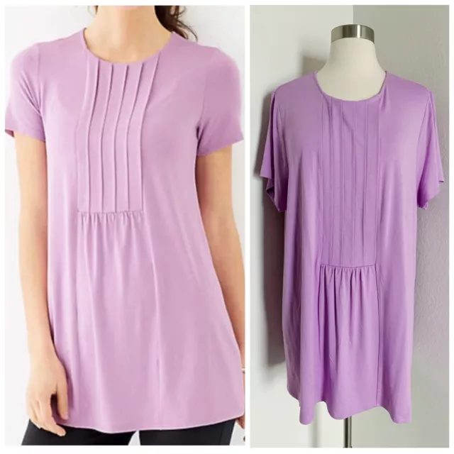 J Jill Wearever Collection Knit Pleated Tunic Top Purple Pink Womens Size XL