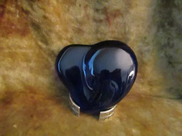 Tiffany & Co. Elsa Peretti Cobalt Blue Glass Heart Paperweight/Signed