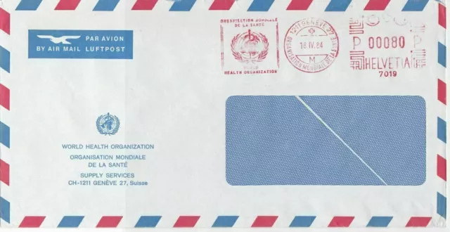 Switzerland commercial 1984 machine cancel air mail stamps cover ref 21577