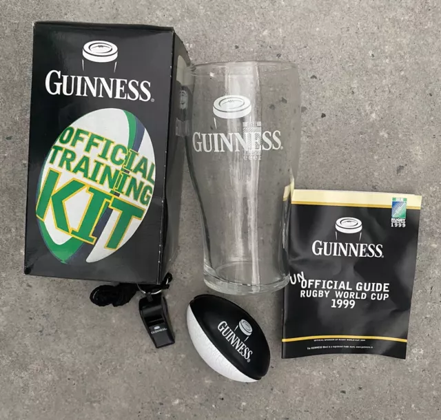 Official Guinness (1999) Rugby World Cup Collectible Glass, stress ball, whistle