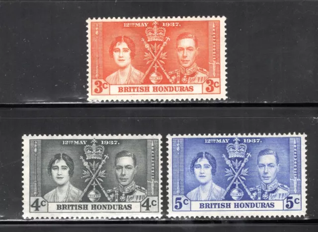 British Honduras Stamp Scott #112-114, Coronation, MNH, SCV$2.00