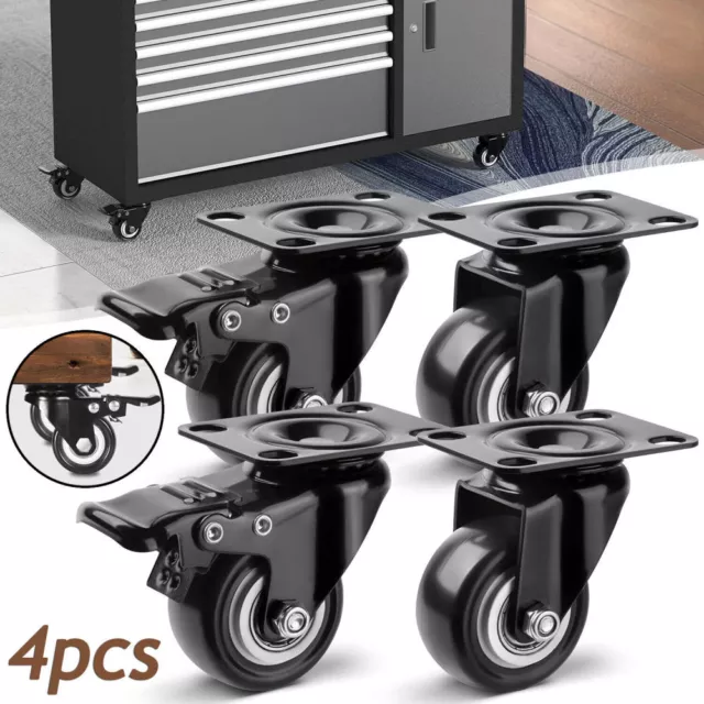 YUCONECT Schwerlastrollen 50mm Bis 300kg - Möbelrollen Mit Bremse Inkl. Montageset