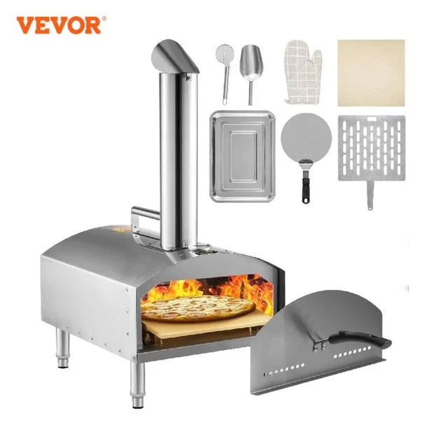 VEVOR 12& PORTABLE Pizza Oven Wood Fired Food Grade Stainless Steel for
