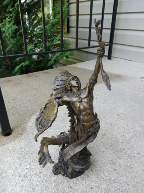Native American WAR CRY by JIM PONTER  Bronze SCULPTURE  Excellent Condition