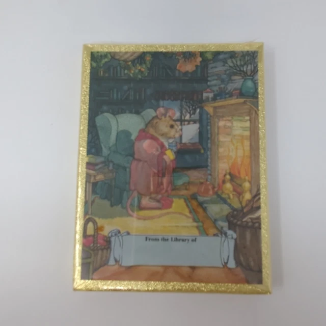VTG Antioch Bookplates LIBRARY MOUSE 50 Pieces Sealed Box Made in USA
