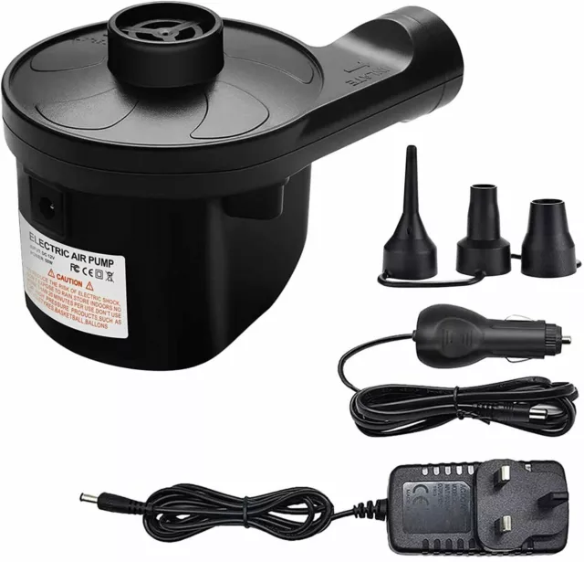 2in1 Electric Air Pump Inflator Camping Bed Mattress Pool 12V Car & 240V Mains