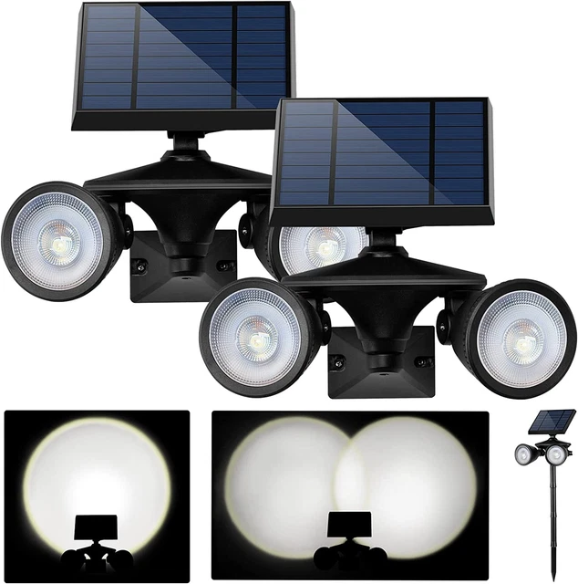 Solar Spotlight Upgraded Stay on All Night 5000Mah LED Security Light 2-Pack