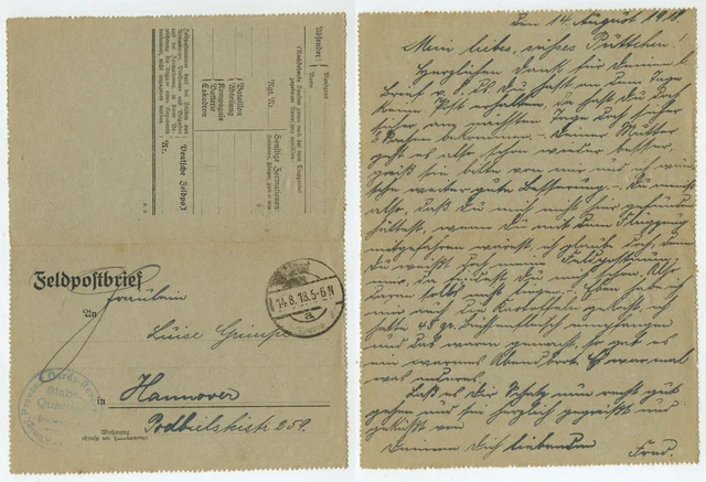 97630 - Feldpostbrief - 14.8.1918 nach Hannover