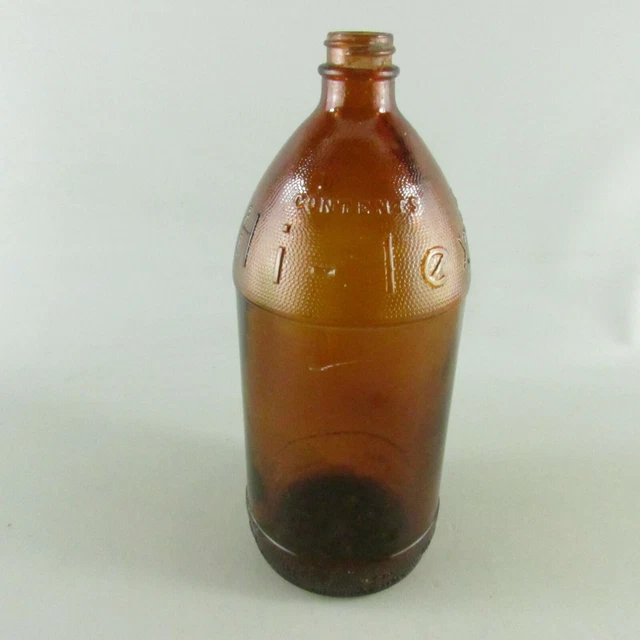 AMBER BROWN GLASS Hi Lex Bleach Bottle 9" x 3.5" 1 qt. Duraglas 9.27