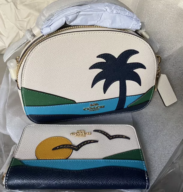 Coach katy satchel sales with sunset motif