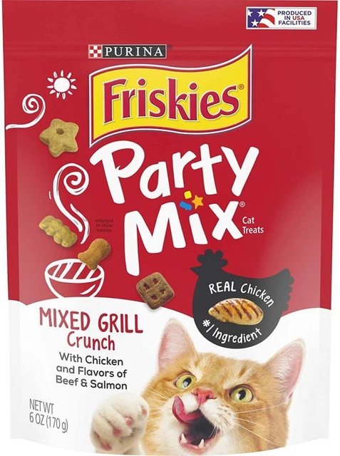 Parrilla mixta mezclada de golosinas crujientes para fiesta Friskies