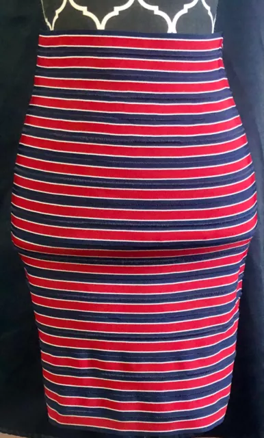 Band of Outsiders Boy. Red White Blue Stripes Mini Bodycon Skirt sz 4