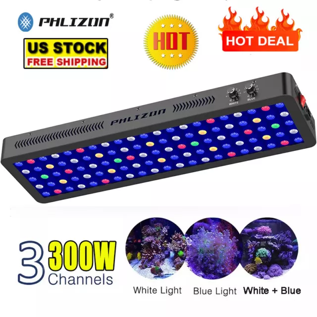 300W LED Aquarium Lights Full Spectrum for Grow Coral Reef Marine Fish Tank LPS