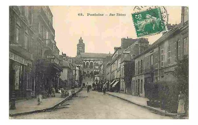 95 - Pontoise - Rue Thiers - Anim�e - Oblit�ration ronde de 1916 - Commerces - C