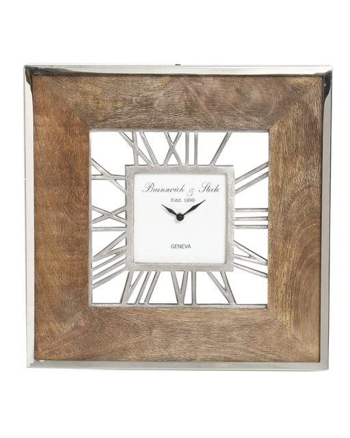 Horloge Roues chiffres romains métal/bois noir petite
