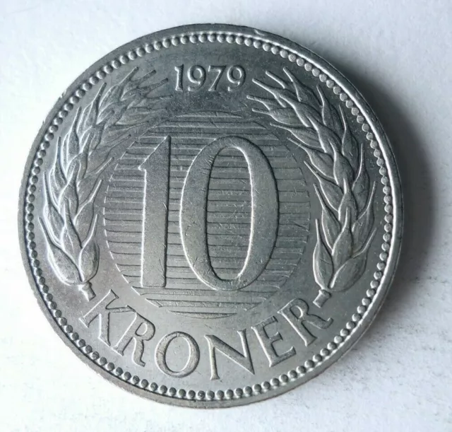 1979 DENMARK 10 KRONER - High Quality Coin - FREE SHIP - Bin #328