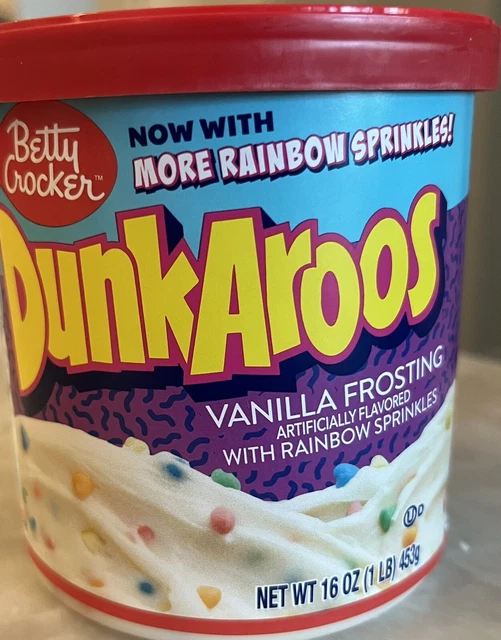 BETTY CROCKER DUNKAROOS Frosting Rainbow Chip/Sprinkles Vanilla. 4 pack