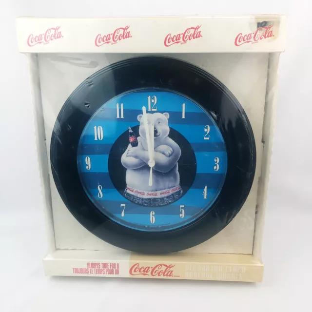 Coca Cola Attitude Polar Bear Wall Clock Vintage 1997 Made In USA NEW