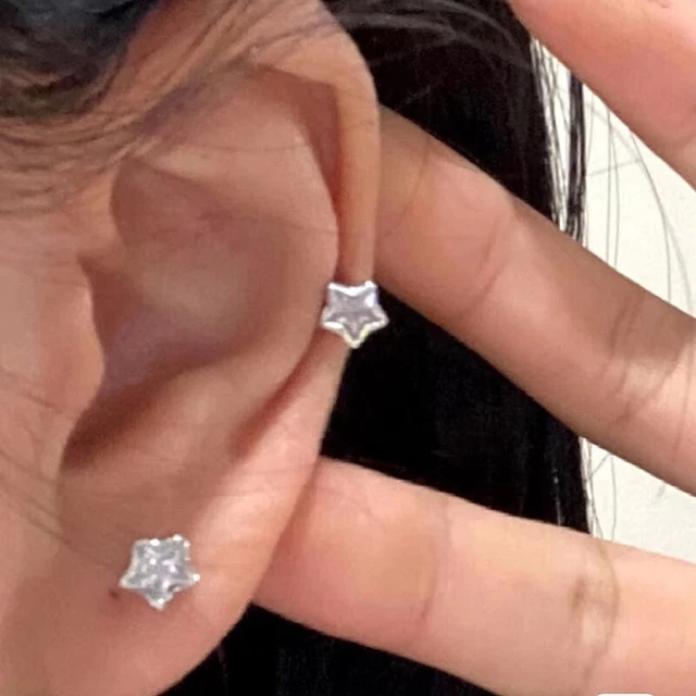 1Pair Star Cubic Zircon Small Stud Earring Mini Shinning Pentagram Ear Bone Nail