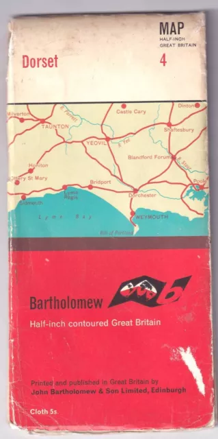 DORSET - Bartholomew half inch contoured map  (cloth, 1964)