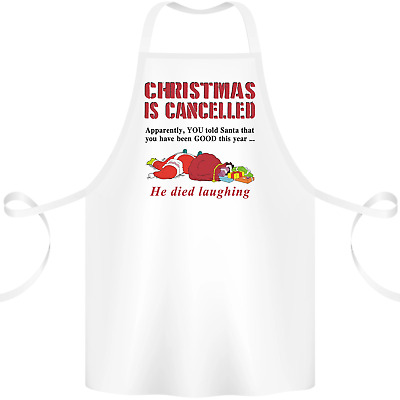 Christmas Is Cancelled Funny Santa Clause Cotton Apron 100% Organic