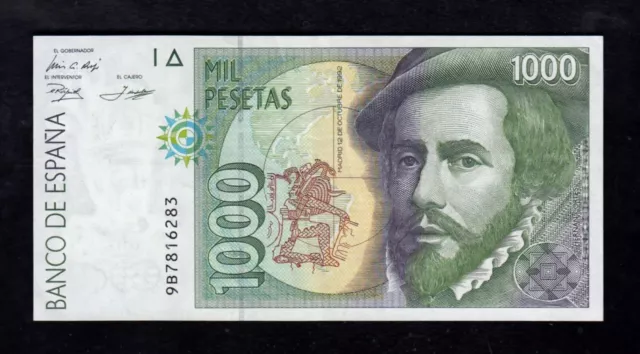 F.c. 1000 Pesetas  1992 , Serie 9B , Ebc- , Doblez Marcado .