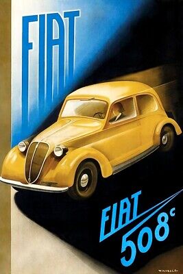 Poster Manifesto Locandina Pubblicità d'Epoca Stampa Vintage  Automobili Fiat
