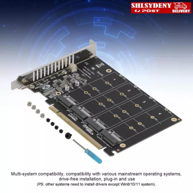 M.2 NVME SSD to PCI-E 4.0 X16 Adapter Expension Card support PH44 2280 2242