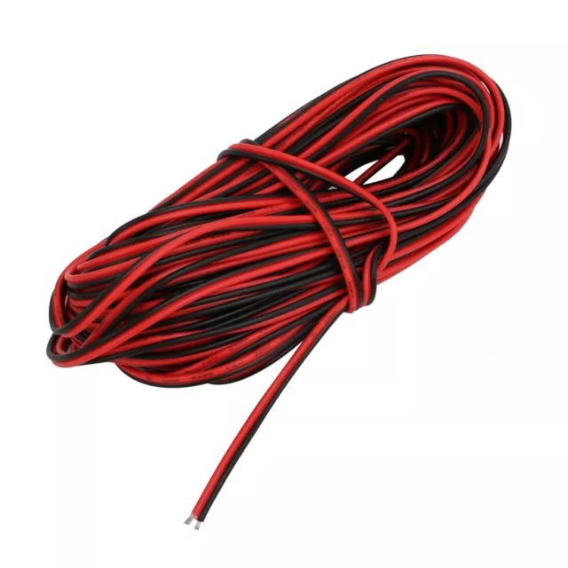 12M Long Indoor Outdoor Tin Plated Insulated Electrical Wire Cable Black Red